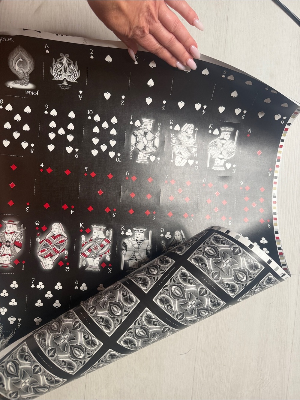 Black Playing Card Poster with Red & White Accents Double Sided perforated